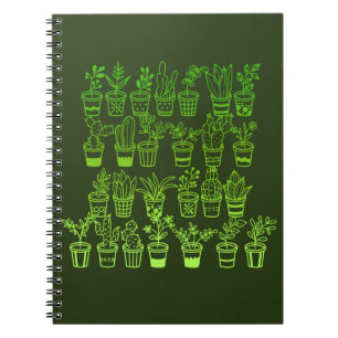 Niedlich Doodle Green Pflanze in Pots Notizblock