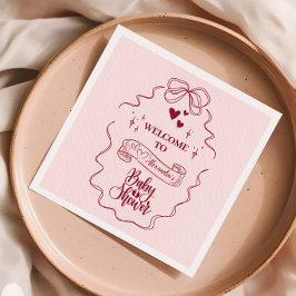 Niedlich Doodle Hand Drawn Bow Baby Dusche Serviette