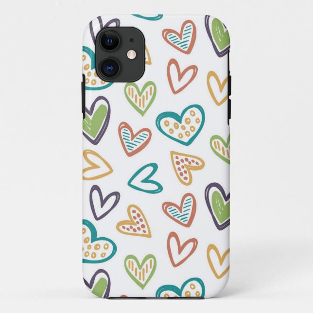 Niedlich Doodle Hearts | Farbenfrohe iPhone-Hülle Case-Mate iPhone Hülle (Rückseite)