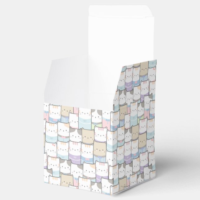 Niedlich Doodle Kitten Faces Pattern Geschenkschachtel (Geöffnet)