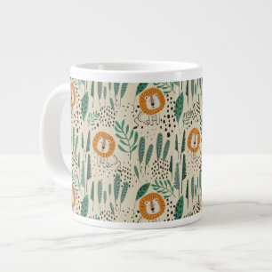 Niedlich Doodle Lion Jungle Regenwaldmuster Jumbo-Tasse