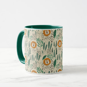 Niedlich Doodle Lion Jungle Regenwaldmuster Tasse