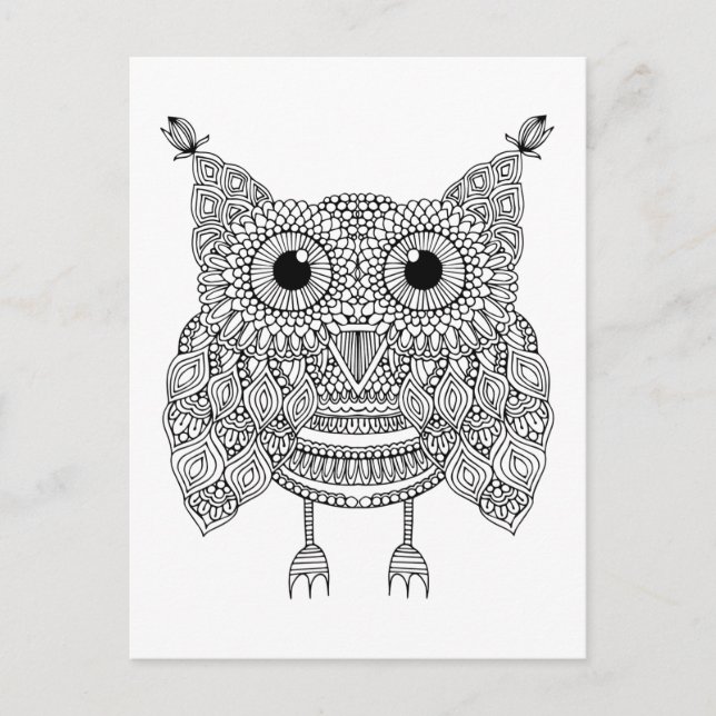 Niedlich Doodle Owl Postkarte (Vorderseite)