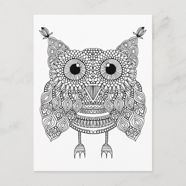 Niedlich Doodle Owl Postkarte (Vorderseite)