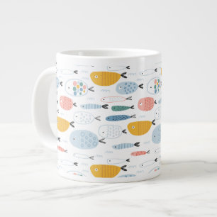 Niedlich Doodle School of Fish Pattern Jumbo-Tasse