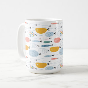 Niedlich Doodle School of Fish Pattern Kaffeetasse