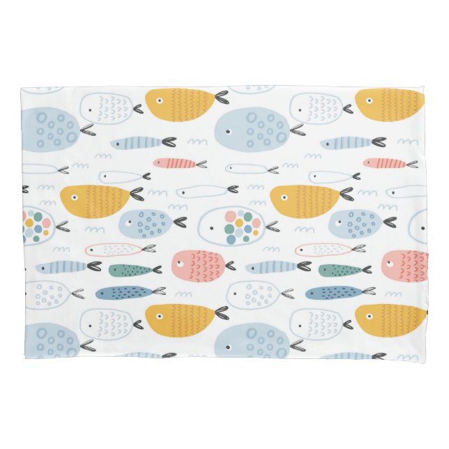 Niedlich Doodle School of Fish Pattern Kissenbezug (Vorderseite)