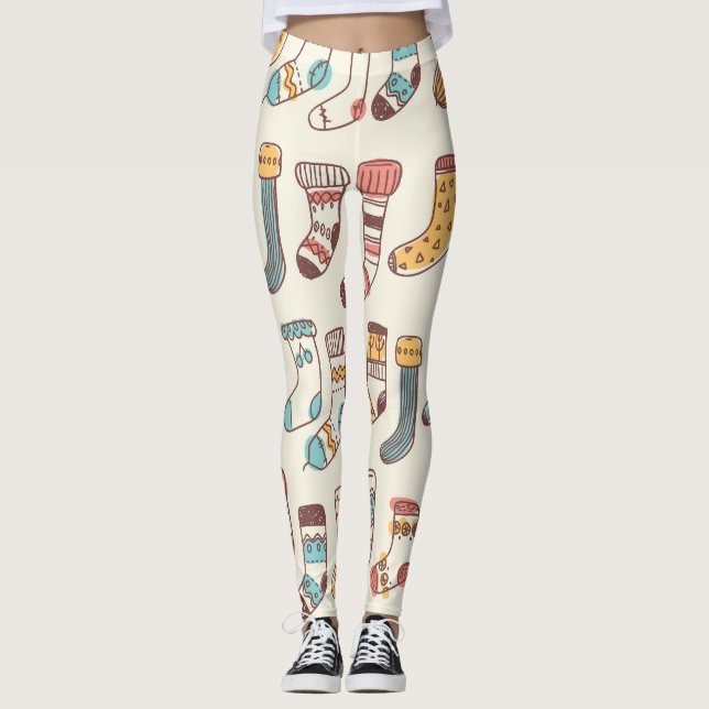 Niedlich Doodle Socken: Skandinavische Einfachheit Leggings (Vorderseite)