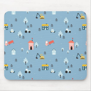 Niedlich Doodle Town Scene Muster Mousepad