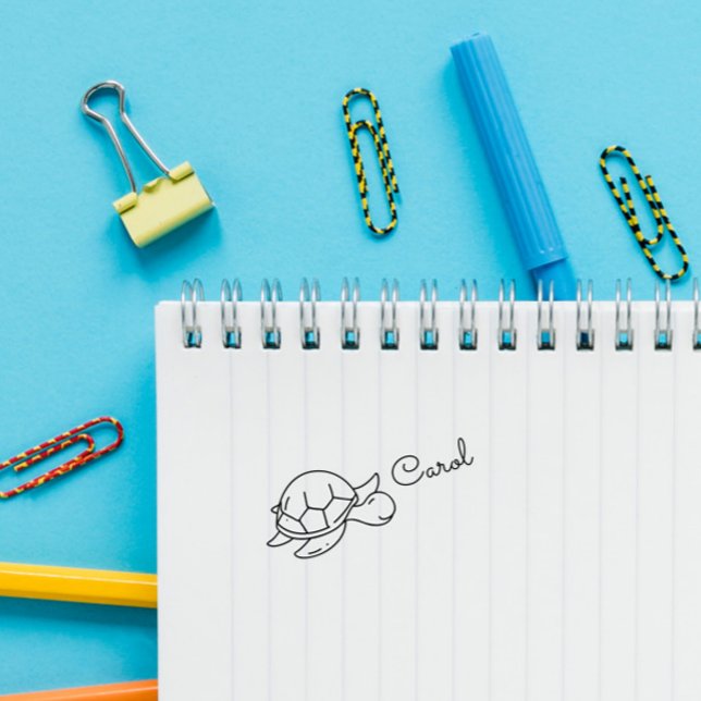 Niedlich Doodle Turtle Benutzerdefinierter Name Permastempel (Von Creator hochgeladen)