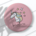 Niedlich Doodle Unicorn und Sterne Geburtstag Button<br><div class="desc">Abrufbar unter: http://www.zazzle.com/selectpartysupplies</div>