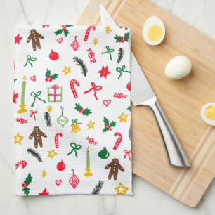 Niedlich Doodle Whimsical Weihnachtsfeiertag Handg Geschirrtuch