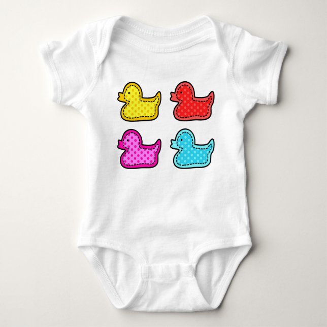 Niedlich Dotty Colorful Ducks Baby Strampler (Vorderseite)