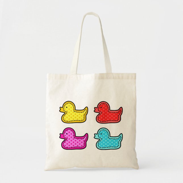 Niedlich Dotty Colorful Ducks Tragetasche (Vorne)