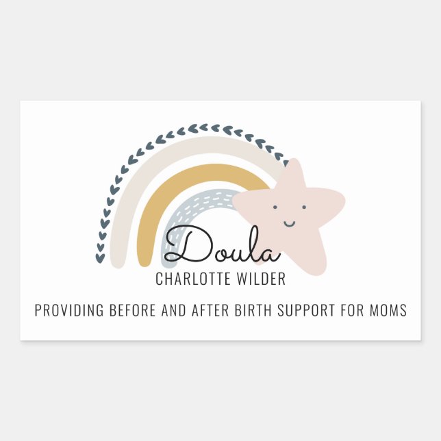 Niedlich Doula Midfrau Watercolor Rainbow Rechteckiger Aufkleber (Vorderseite)