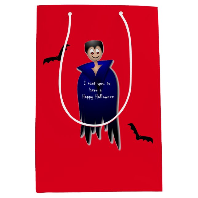 Niedlich Dracula Halloween Mittlere Geschenktüte (Vorderseite)