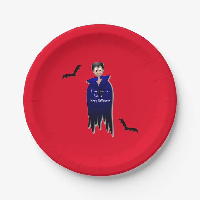 Niedlich Dracula Halloween Pappteller (Vorderseite)