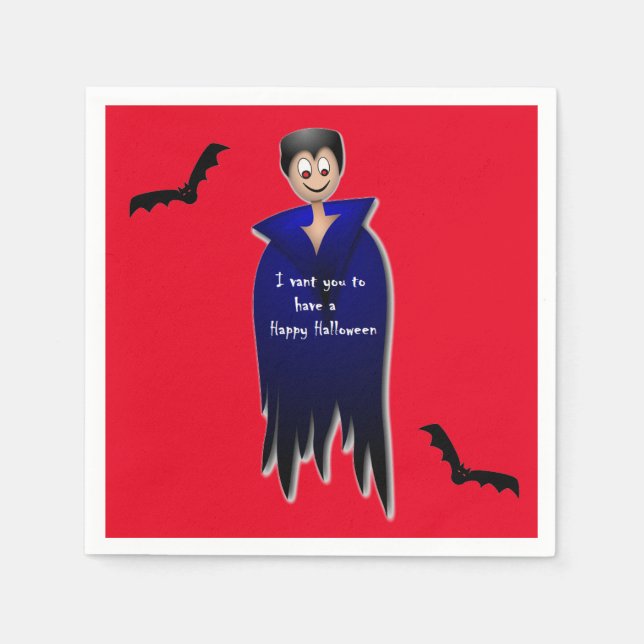 Niedlich Dracula Halloween Serviette (Vorderseite)