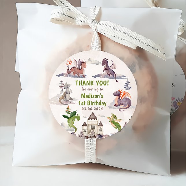 Niedlich Dragon 1. Geburtstag Party Geschenkanhänger (Von Creator hochgeladen)