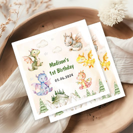 Niedlich Dragon 1. Geburtstag Party Serviette