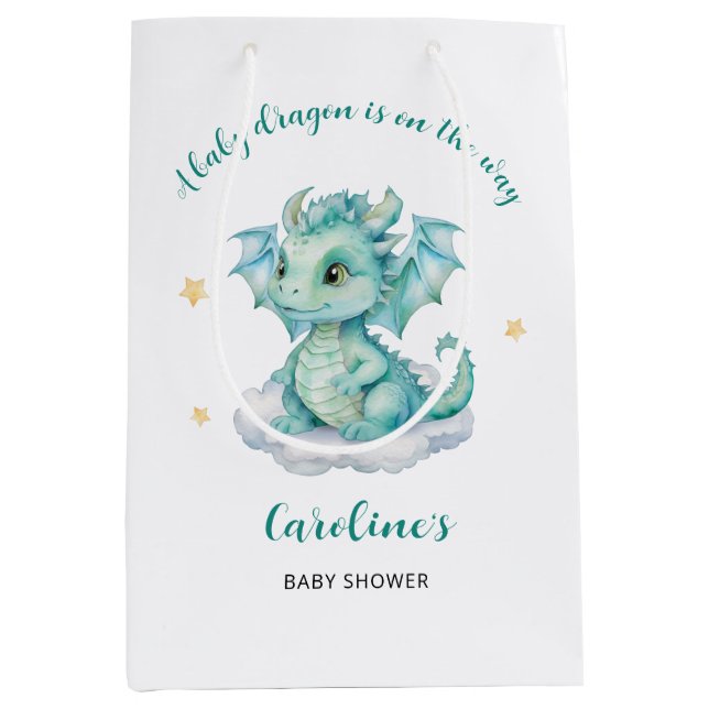 Niedlich Dragon Baby Dusche Mittlere Geschenktüte (Vorderseite)