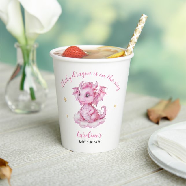 Niedlich Dragon Baby Dusche Pappbecher (In Situ)