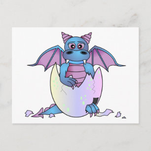 Niedlich Dragon Baby in Crackeier - blau / Lila Postkarte