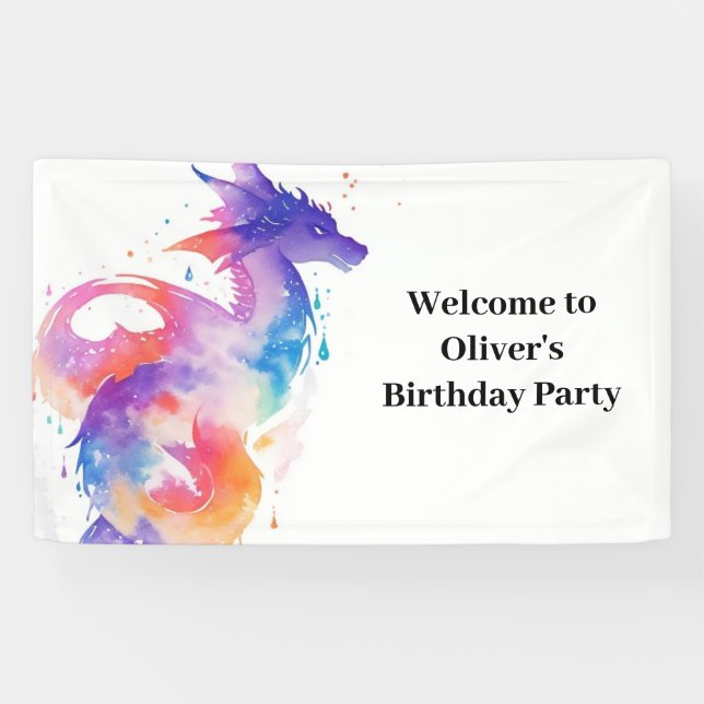 Niedlich Dragon Birthday Banner (Horizontal)
