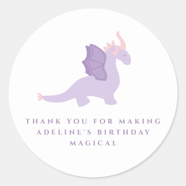 Niedlich Dragon Birthday Gefallen Sticker (Vorderseite)