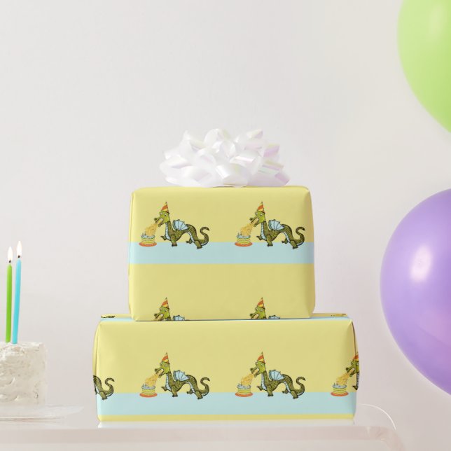Niedlich Dragon Birthday Geschenkpapier (Partygeschenke)