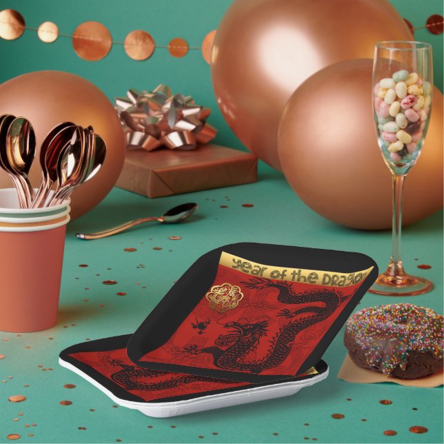 Niedlich Dragon Chinese Year 2024 Zodiac Birthday  Pappteller (Multi)