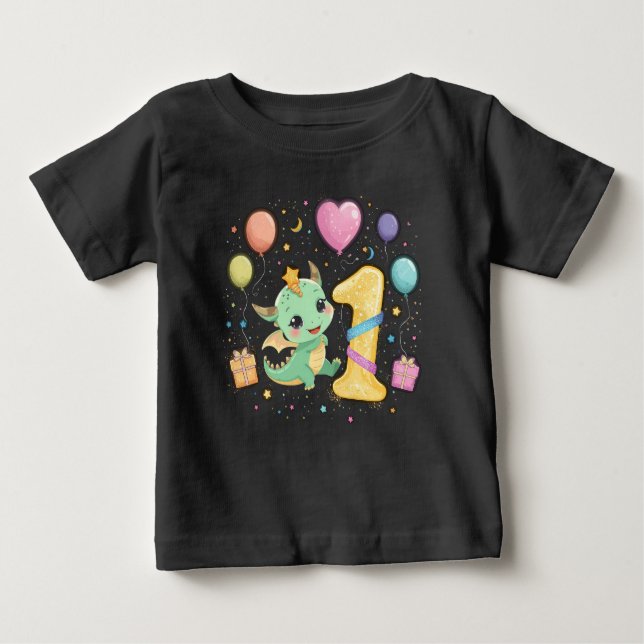 Niedlich Dragon First Birthday Celebration Boy The Baby T-shirt (Vorderseite)