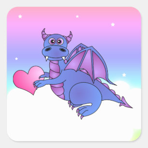 Niedlich Dragon Heart Stickers Blue - Pink - Lila
