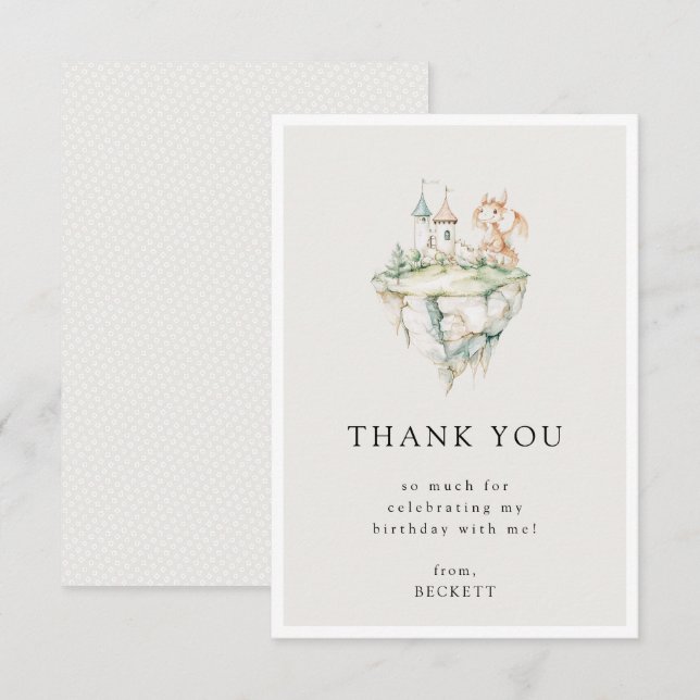 Niedlich Dragon Theme Geburtstagsparty Dankeskarte (Vorne/Hinten)