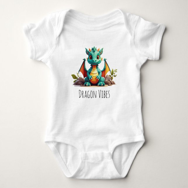 Niedlich Dragon Vibes Baby Dragon Bodysuit Baby Strampler (Vorderseite)