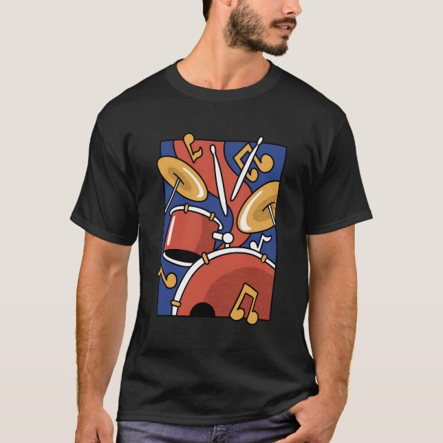 Niedlich Drummer Shirt Drum Set Kit Schlagzeug Ret (Vorderseite)