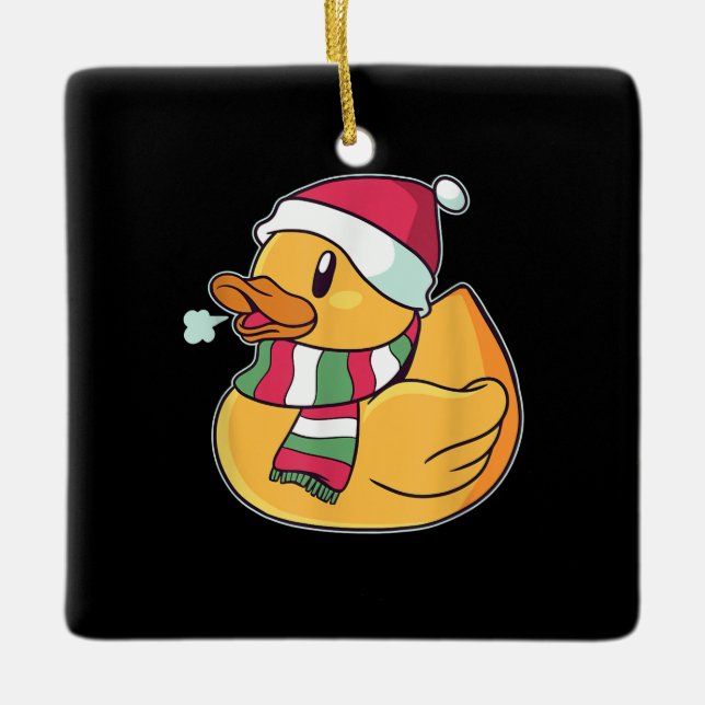 Niedlich Dub Duck Christmas Keramikornament (Vorderseite)