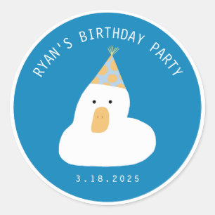 Niedlich Duck Birthday Hat Celebration Individuell Runder Aufkleber