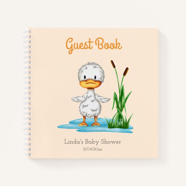 Niedlich Duck Gender Neutral Baby Shower Gästebuch Notizbuch (Vorderseite)