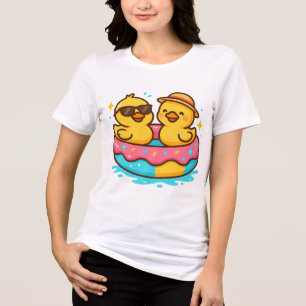 Niedlich Duck in Floatie - Funny Summer Vibes T -  Tri-Blend Shirt