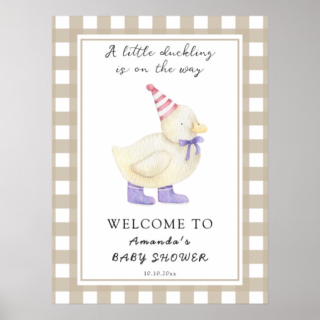 Niedlich Duckling Baby Dusche Poster (Vorne)