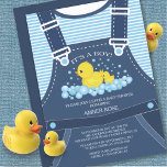 Niedlich Ducks Kinderdusche Einladung<br><div class="desc">Ducky Baby Duwer Einladung mit den niedlichen Babyhosen mit einer Mama Ente & Babyente. Die einzigartige Babydusche von Boys lädt zu einer Dusche mit Dusche zum Thema Ente ein.</div>