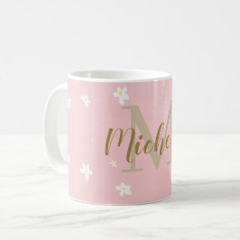 Niedlich Dusty Pink Sweet Daisies Girly Mit Monogr Kaffeetasse
