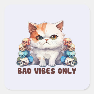 Niedlich Edgy Cat - nur schlechte Vibes Quadratischer Aufkleber