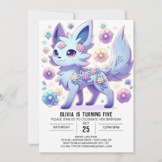 Niedlich Editable Wolf Digital Einladung zum Gebur