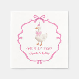 Niedlich ein Alberner Gänserosa Bob Erster Geburts Serviette