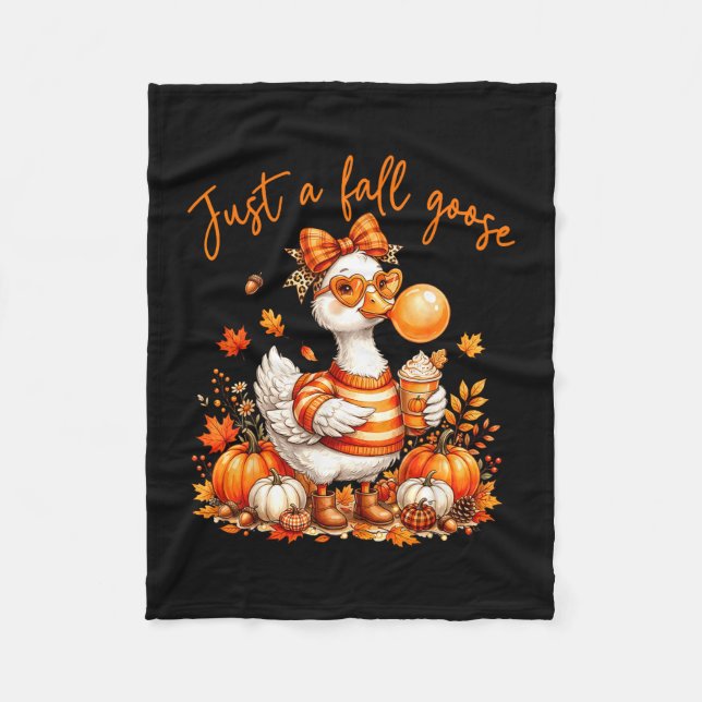 Niedlich ein Herbstgans-Kürbis-Gewürz-Kaffee-Schle Fleecedecke (Vorderseite)