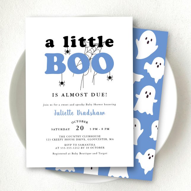 Niedlich ein kleines Boo Blue Halloween Baby Dusch Einladung (Von Creator hochgeladen)