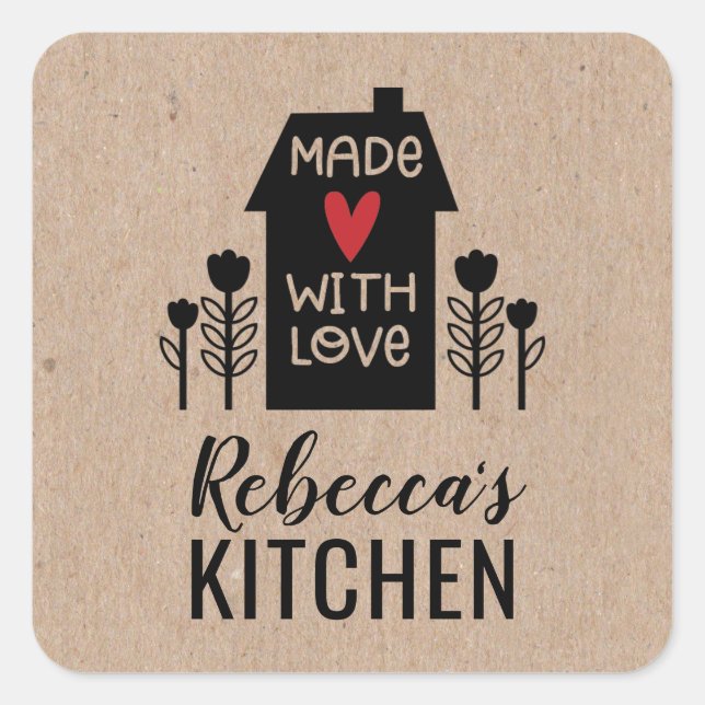 Niedlich, einfach mit Liebe Kraft Quadratischer Aufkleber (Vorderseite)