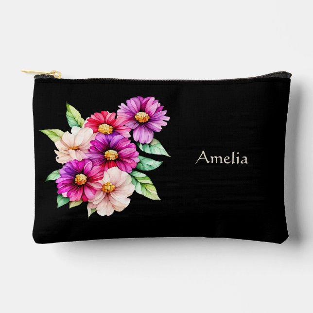 Niedlich Einfache Elegante Girly Blume Zubehörtasche (Vorderseite)